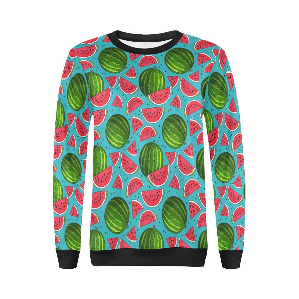 Watermelon Piece Blue Pattern Print Women Crewneck Sweatshirt-grizzshop