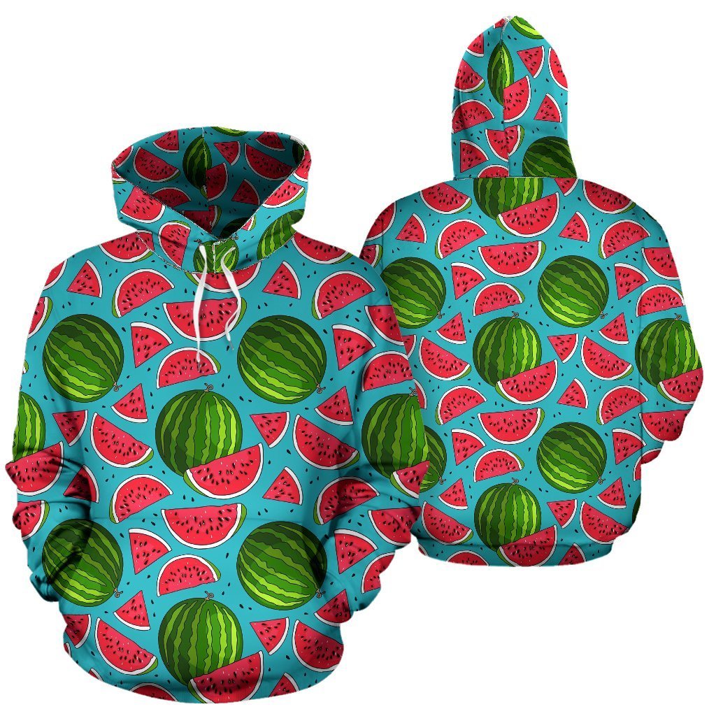 Watermelon Piece Blue Pattern Print Women Men Pullover Hoodie-grizzshop