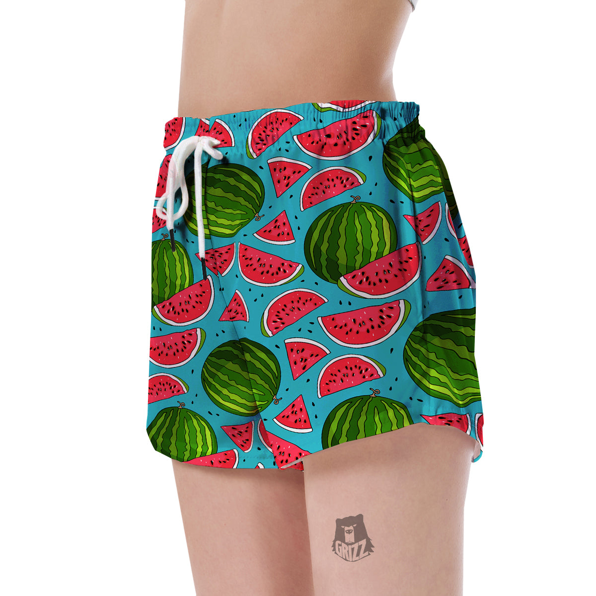 Watermelon Piece Blue Pattern Print Women's Shorts-grizzshop