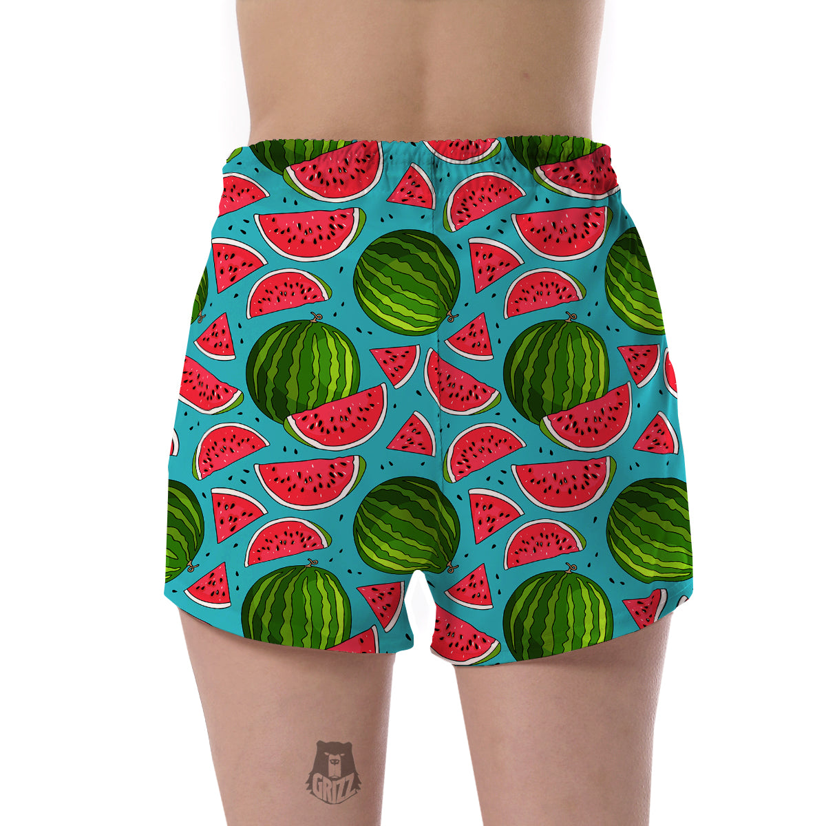Watermelon Piece Blue Pattern Print Women's Shorts-grizzshop