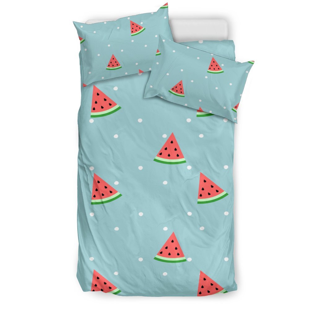 Watermelon Piece Polka Dot Blue Pattern Print Duvet Cover Bedding Set-grizzshop