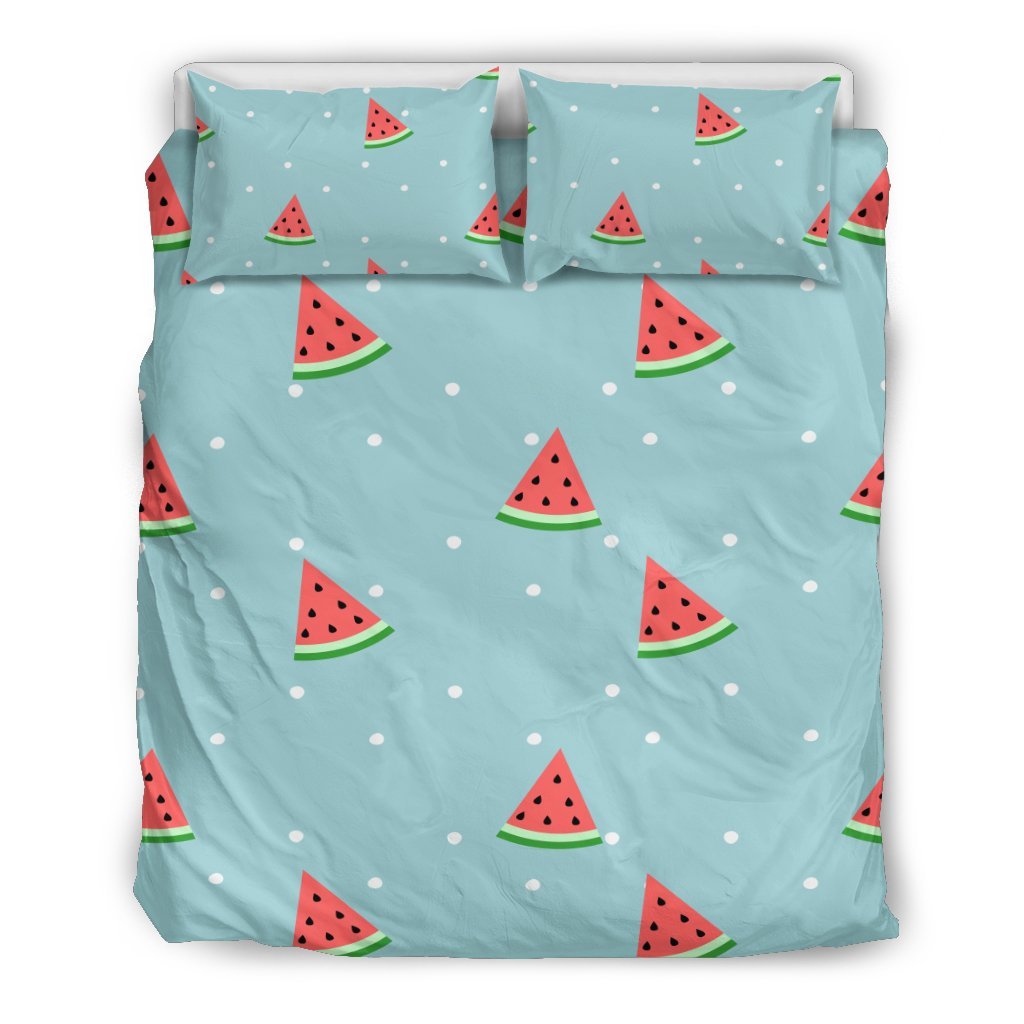 Watermelon Piece Polka Dot Blue Pattern Print Duvet Cover Bedding Set-grizzshop