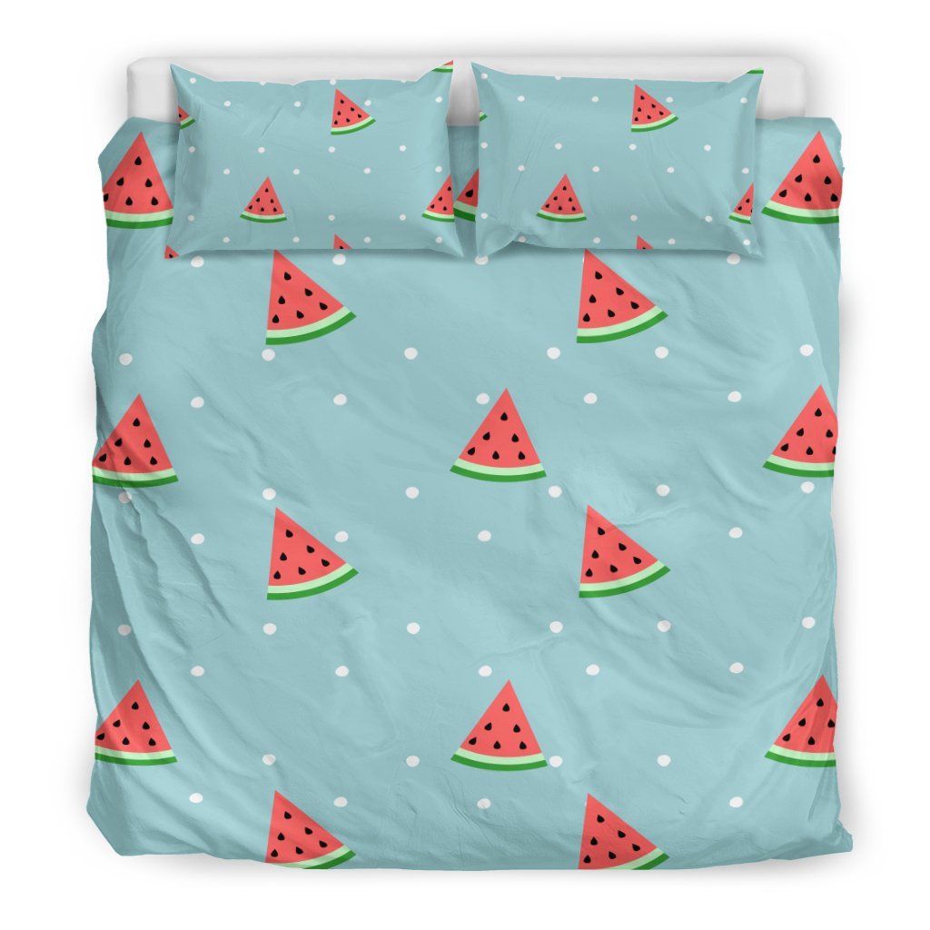 Watermelon Piece Polka Dot Blue Pattern Print Duvet Cover Bedding Set-grizzshop