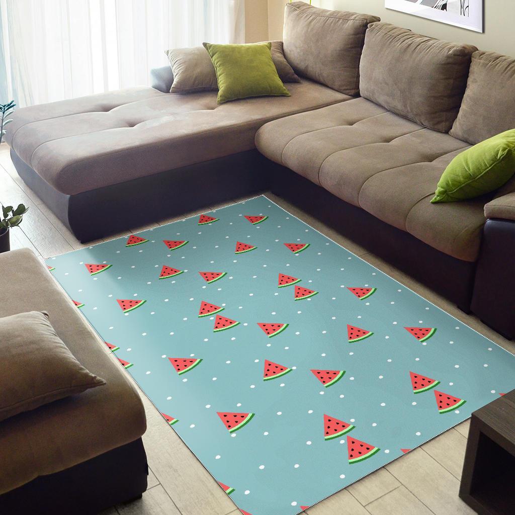 Watermelon Piece Polka Dot Blue Pattern Print Floor Mat-grizzshop