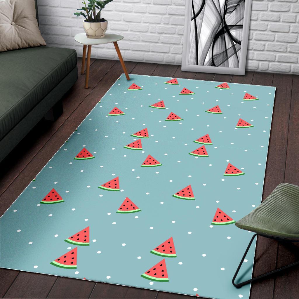 Watermelon Piece Polka Dot Blue Pattern Print Floor Mat-grizzshop