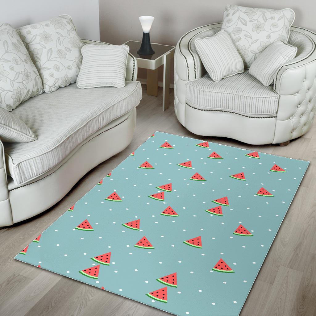 Watermelon Piece Polka Dot Blue Pattern Print Floor Mat-grizzshop