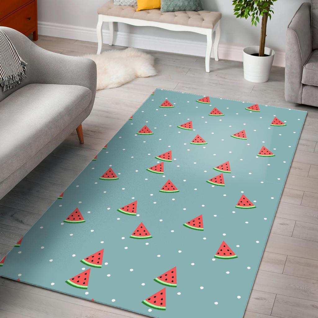 Watermelon Piece Polka Dot Blue Pattern Print Floor Mat-grizzshop