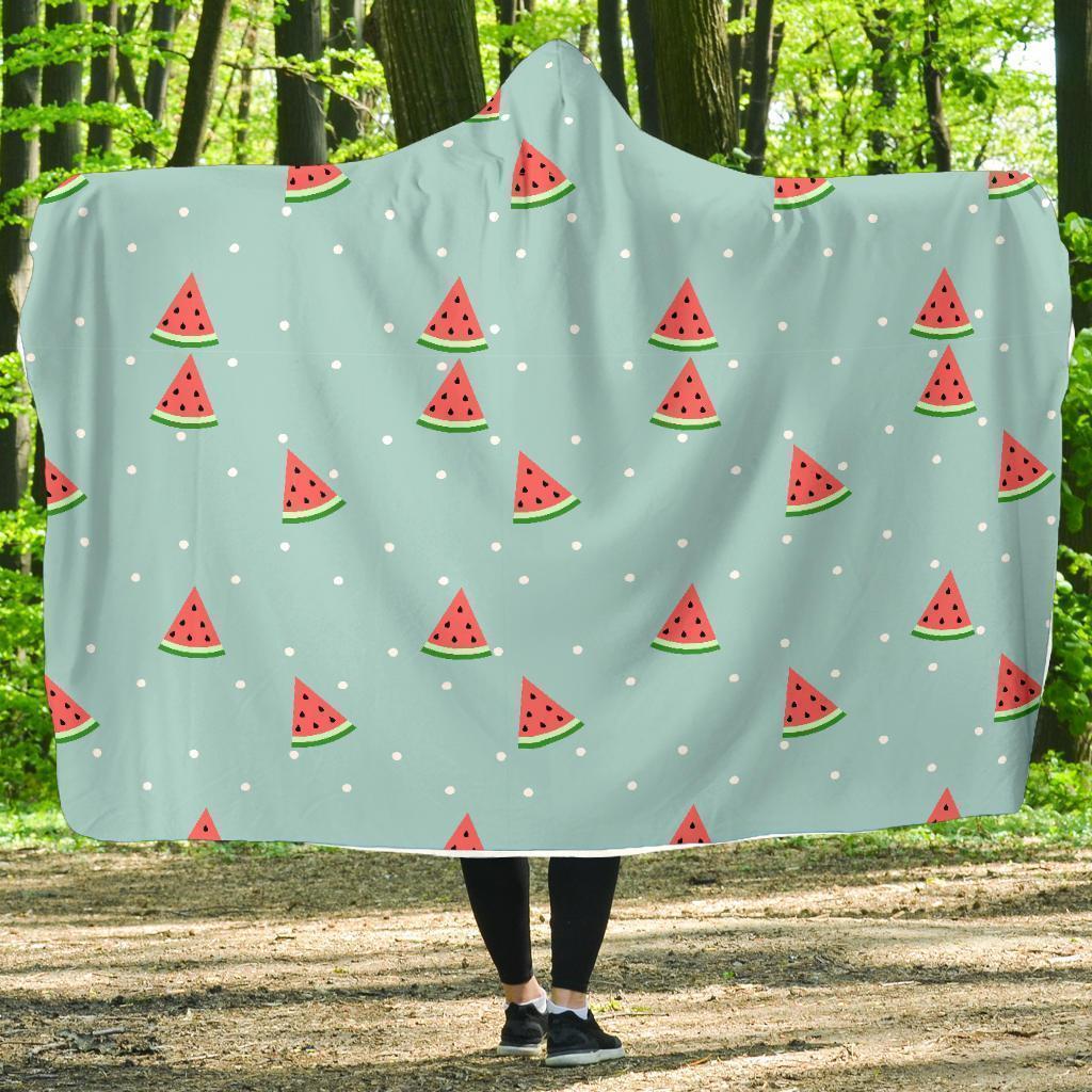 Watermelon Piece Polka Dot Blue Pattern Print Hooded Blanket-grizzshop