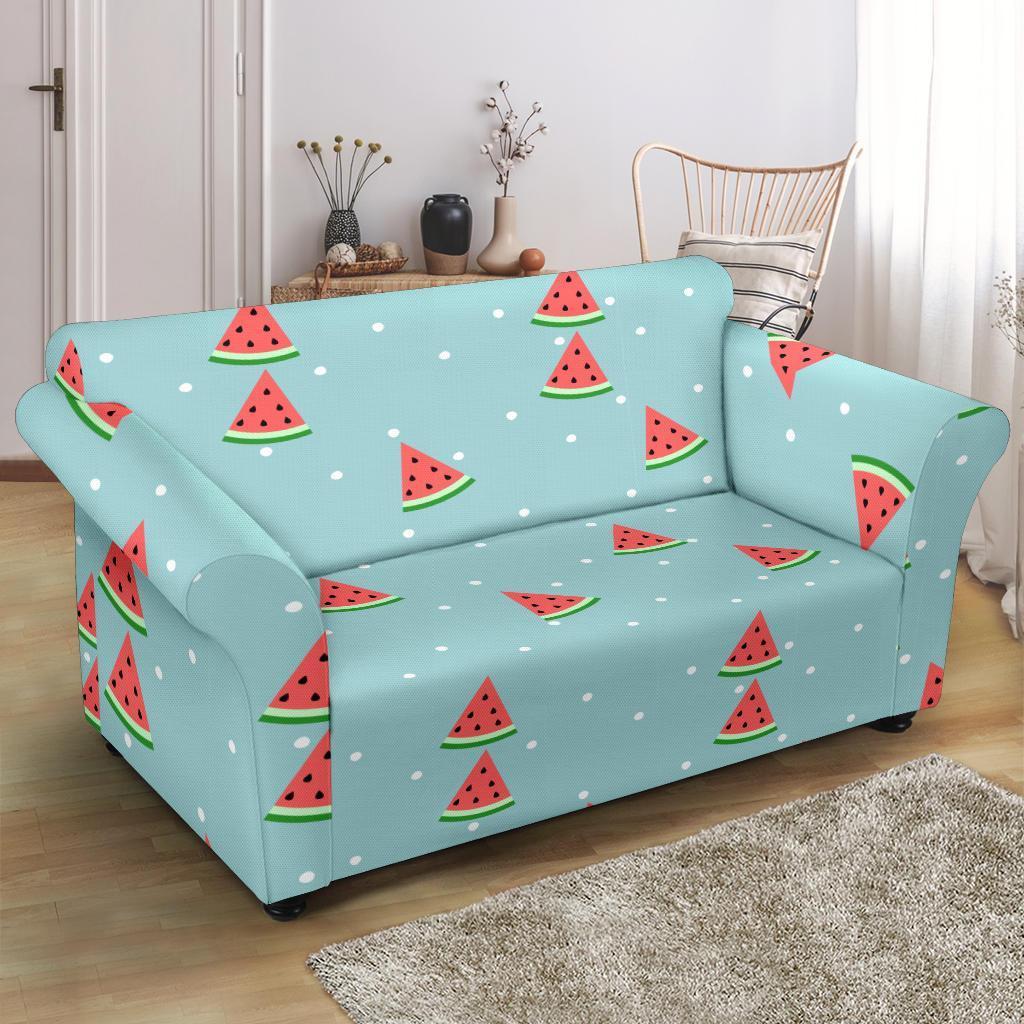 Watermelon Piece Polka Dot Blue Pattern Print Loveseat Cover-grizzshop