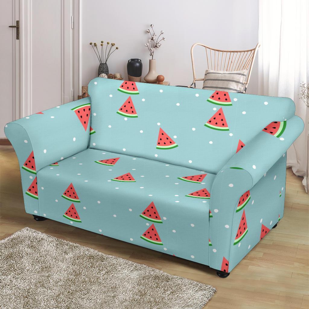 Watermelon Piece Polka Dot Blue Pattern Print Loveseat Cover-grizzshop