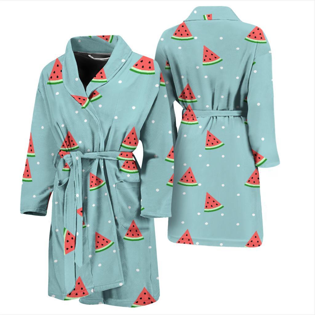 Watermelon Piece Polka Dot Blue Pattern Print Men Long Robe-grizzshop