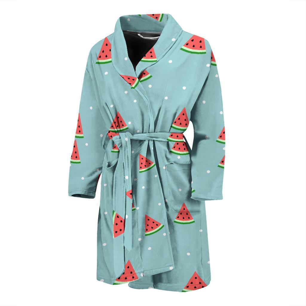 Watermelon Piece Polka Dot Blue Pattern Print Men Long Robe-grizzshop