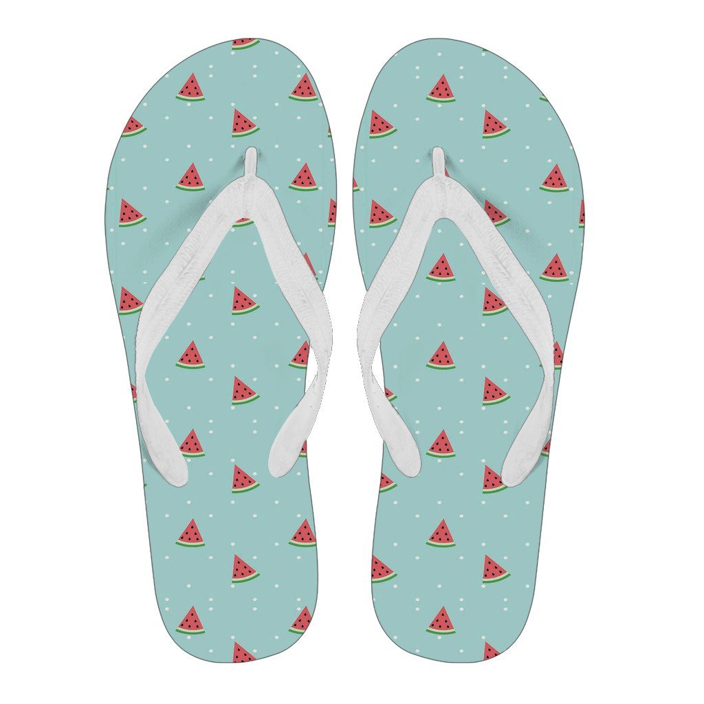 Watermelon Piece Polka Dot Blue Pattern Print Men & Women Flip Flops-grizzshop