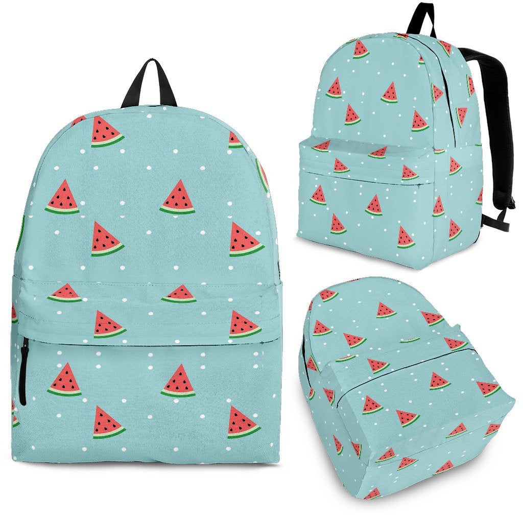 Watermelon Piece Polka Dot Blue Pattern Print Premium Backpack-grizzshop