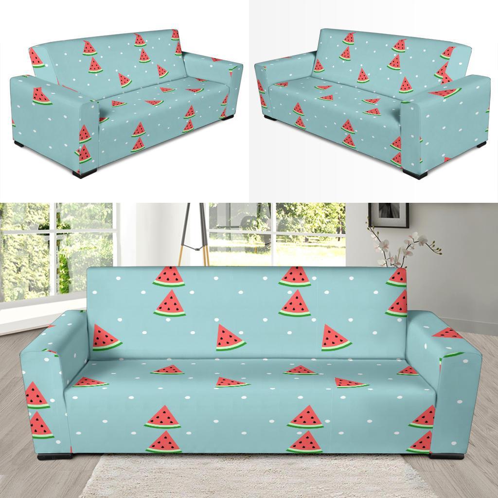 Watermelon Piece Polka Dot Blue Pattern Print Sofa Covers-grizzshop