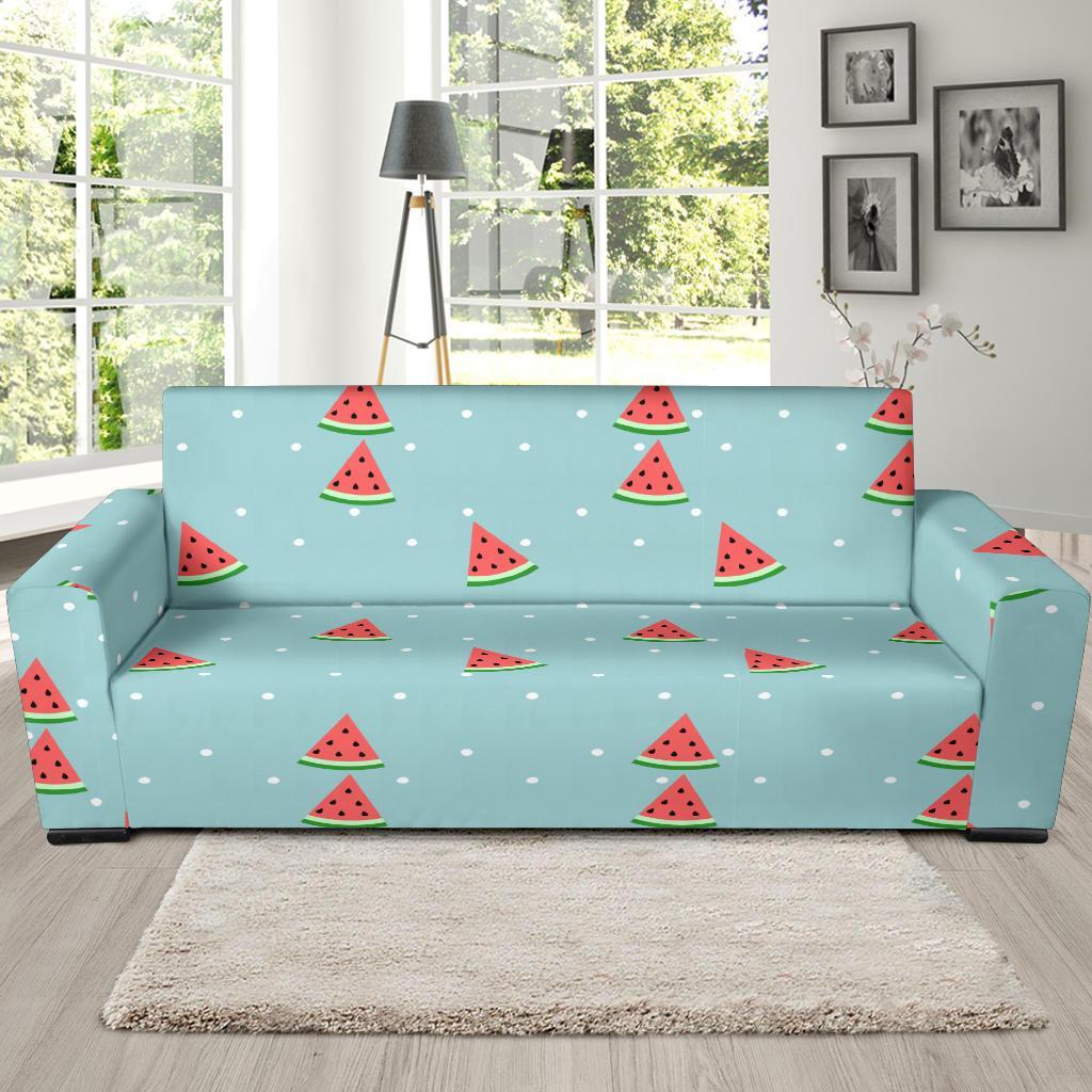 Watermelon Piece Polka Dot Blue Pattern Print Sofa Covers-grizzshop