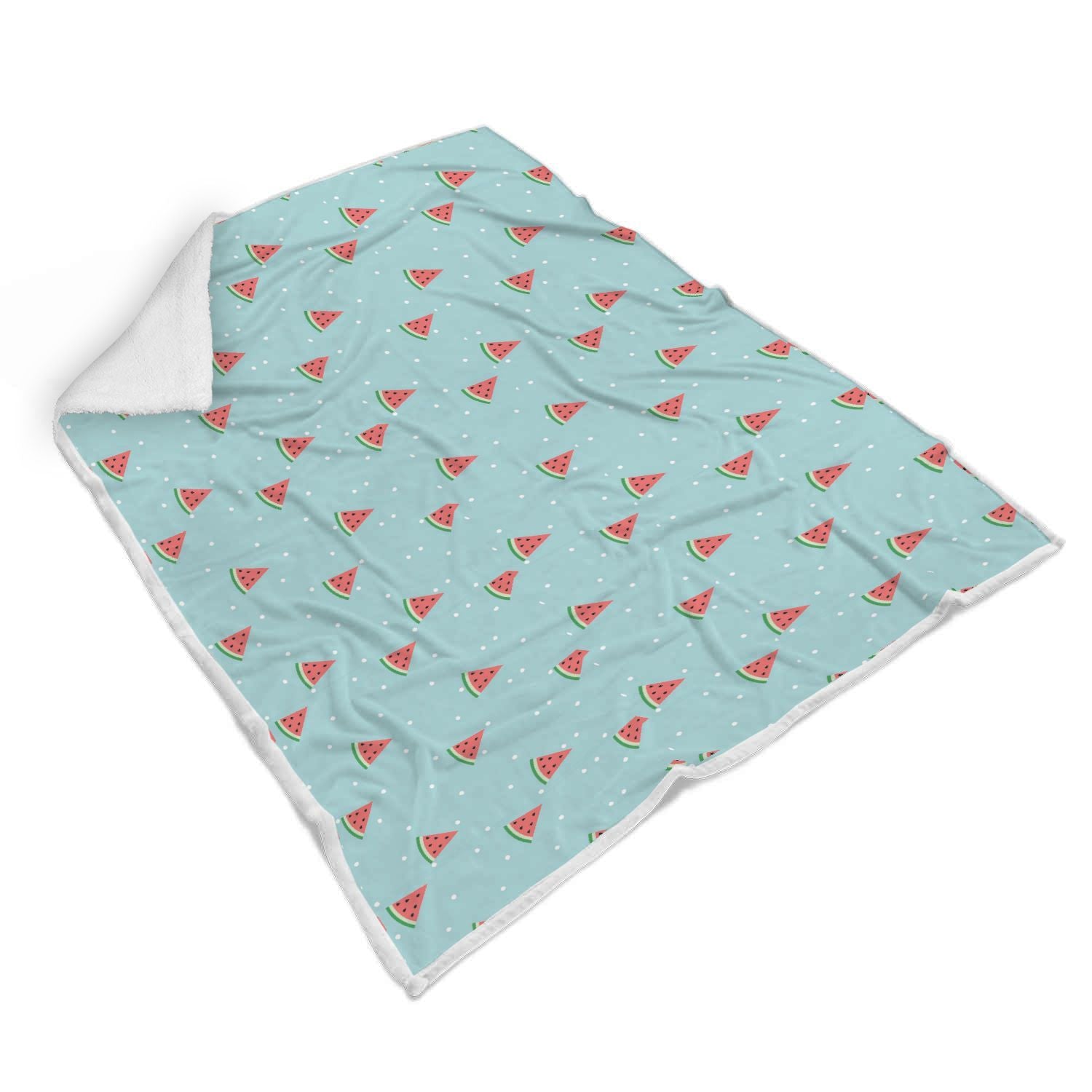 Watermelon Piece Polka Dot Blue Pattern Print Throw Blanket-grizzshop