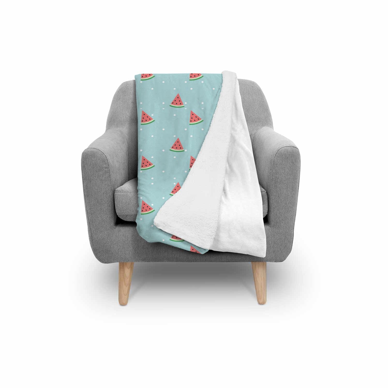 Watermelon Piece Polka Dot Blue Pattern Print Throw Blanket-grizzshop