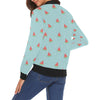 Watermelon Piece Polka Dot Blue Pattern Print Women Casual Bomber Jacket-grizzshop