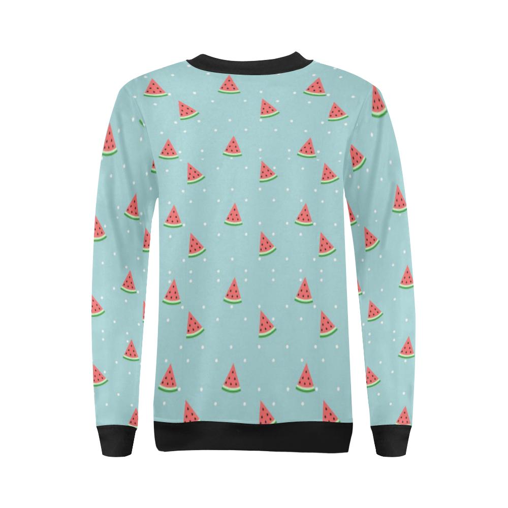 Watermelon Piece Polka Dot Blue Pattern Print Women Crewneck Sweatshirt-grizzshop