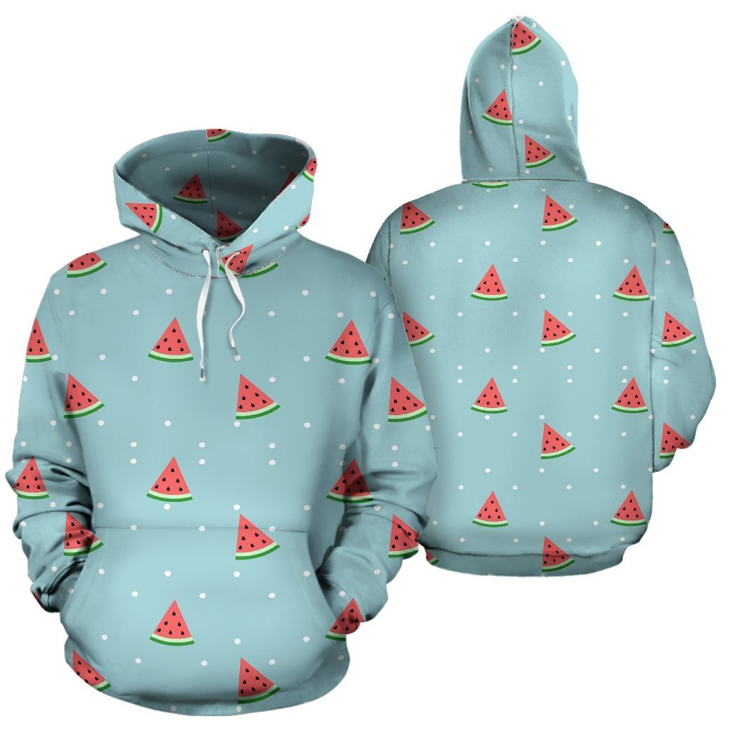 Watermelon Piece Polka Dot Blue Pattern Print Women Men Pullover Hoodie-grizzshop