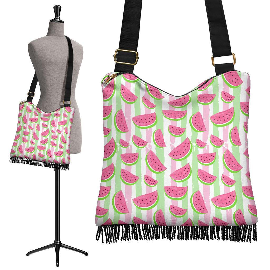 Watermelon Piece Stripe Green Pink Pattern Print Crossbody Bags-grizzshop