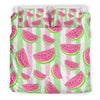 Watermelon Piece Stripe Green Pink Pattern Print Duvet Cover Bedding Set-grizzshop