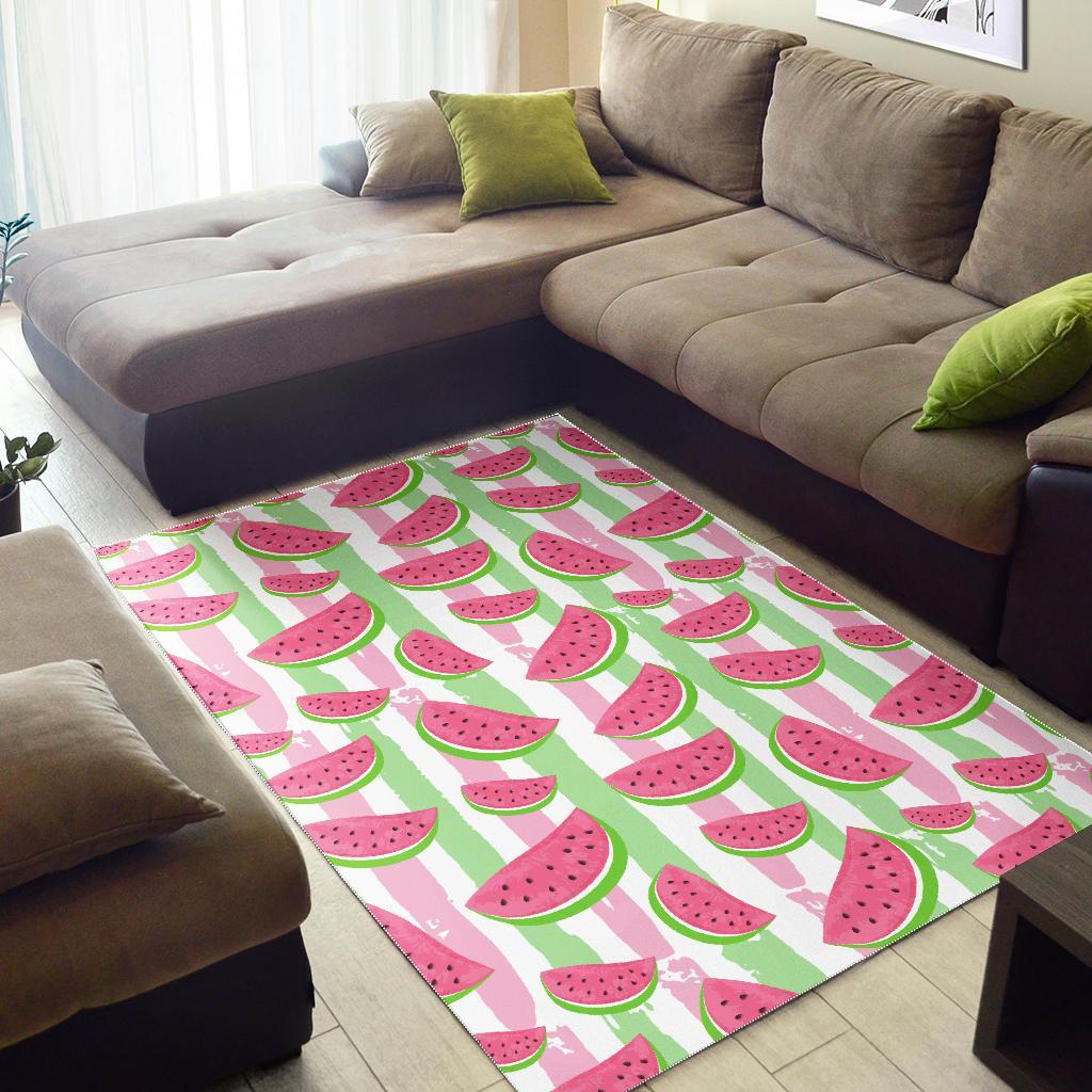 Watermelon Piece Stripe Green Pink Pattern Print Floor Mat-grizzshop