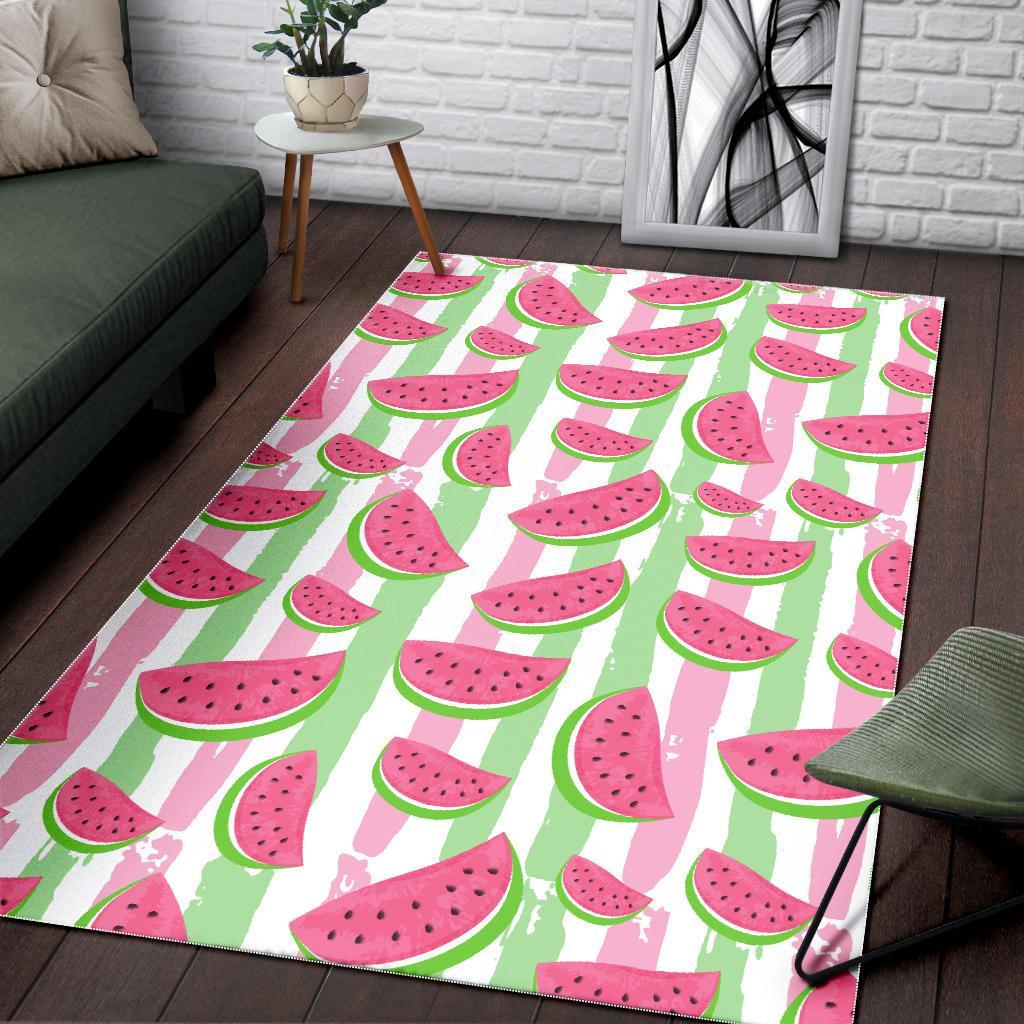 Watermelon Piece Stripe Green Pink Pattern Print Floor Mat-grizzshop