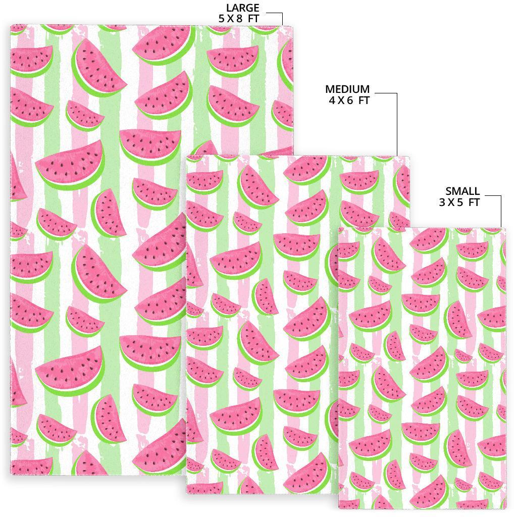 Watermelon Piece Stripe Green Pink Pattern Print Floor Mat-grizzshop