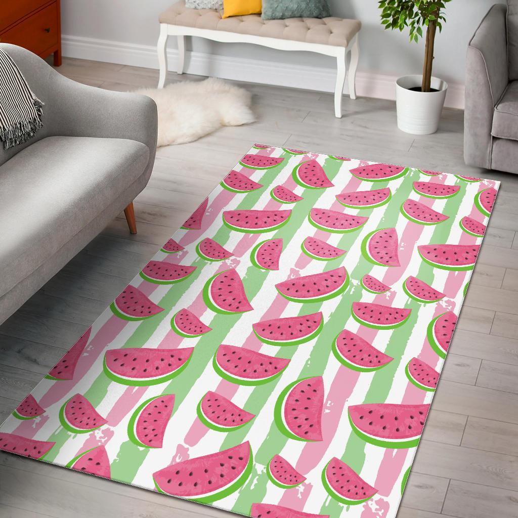 Watermelon Piece Stripe Green Pink Pattern Print Floor Mat-grizzshop