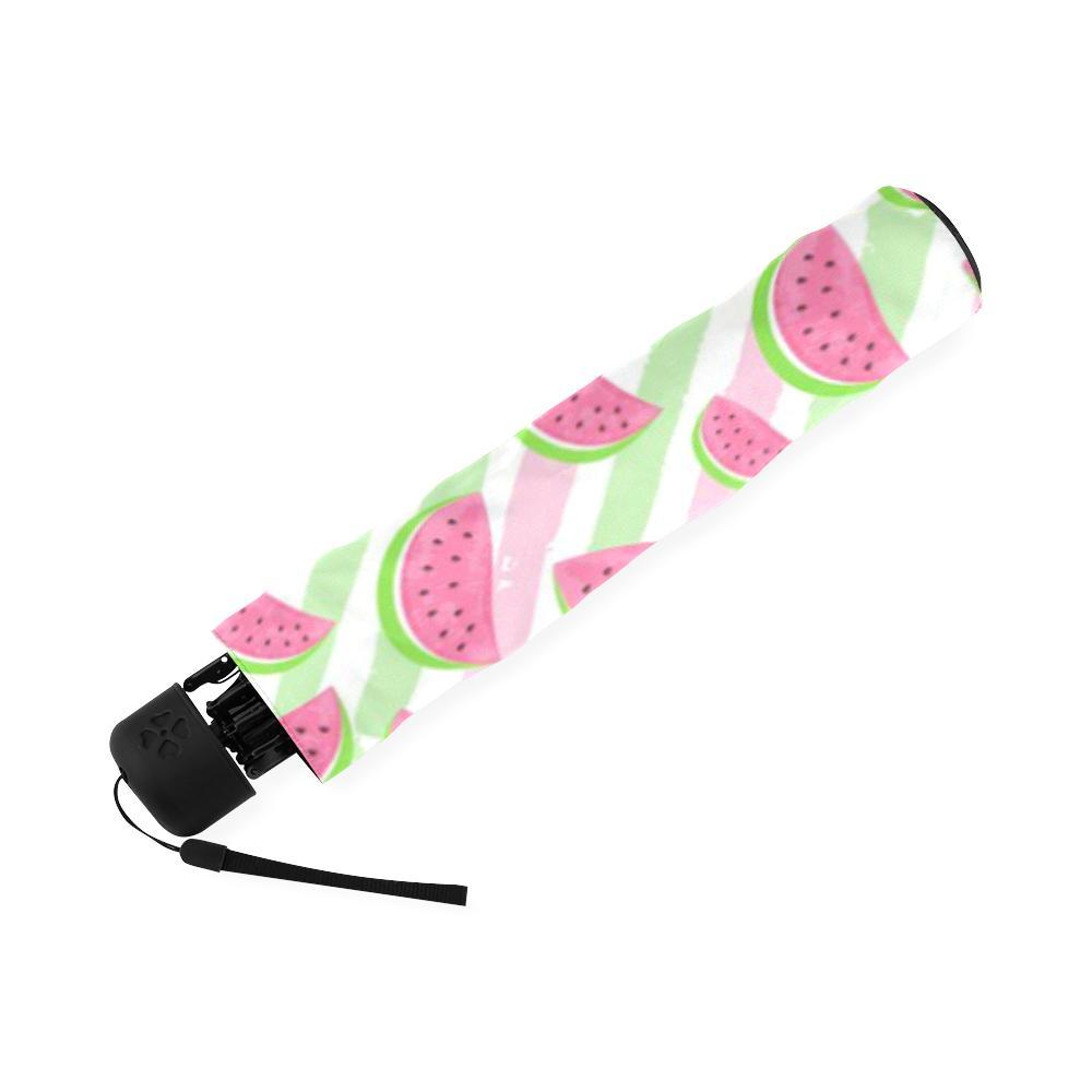 Watermelon Piece Stripe Green Pink Pattern Print Foldable Umbrella-grizzshop