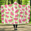 Watermelon Piece Stripe Green Pink Pattern Print Hooded Blanket-grizzshop