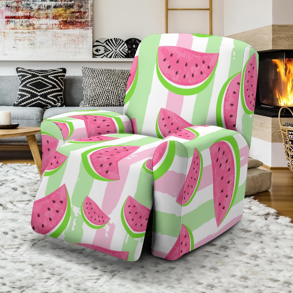 Watermelon Piece Stripe Green Pink Pattern Print Recliner Cover-grizzshop