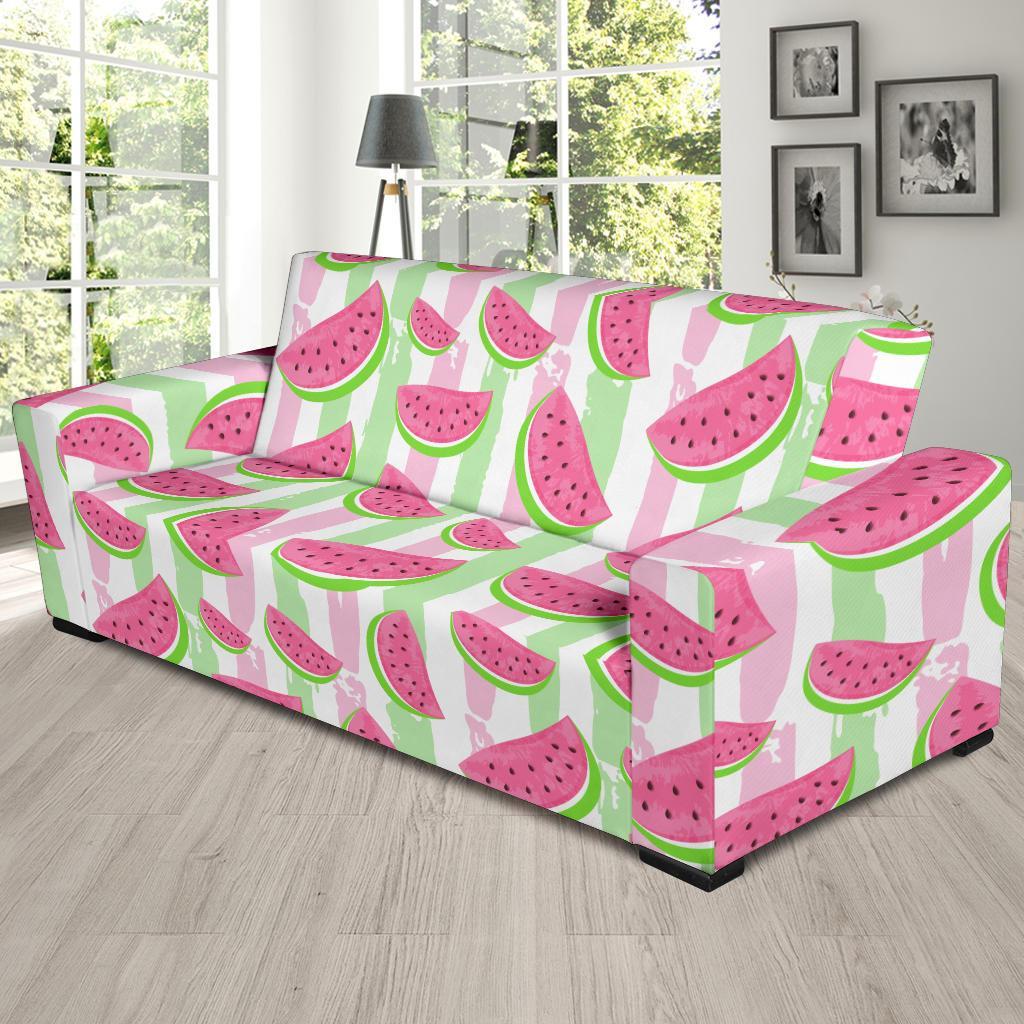 Watermelon Piece Stripe Green Pink Pattern Print Sofa Covers-grizzshop