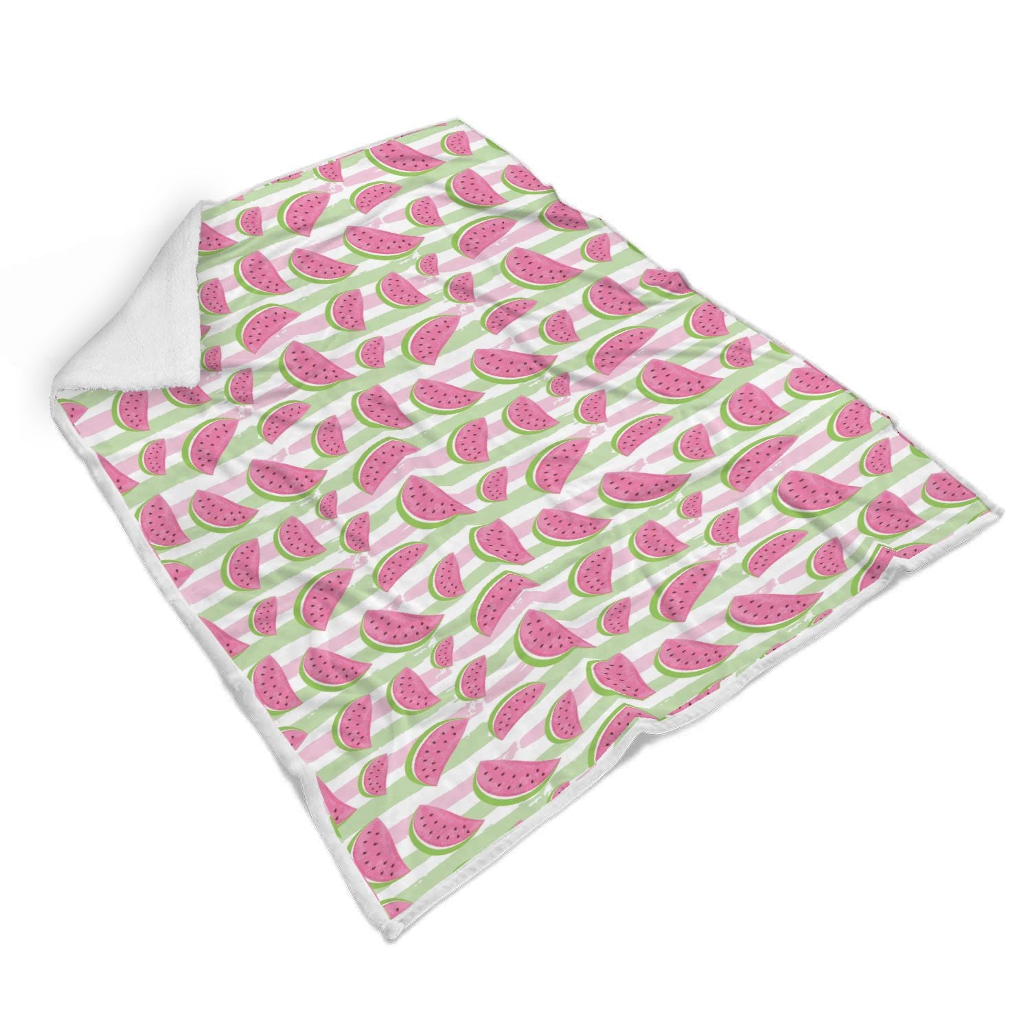 Watermelon Piece Stripe Green Pink Pattern Print Throw Blanket-grizzshop
