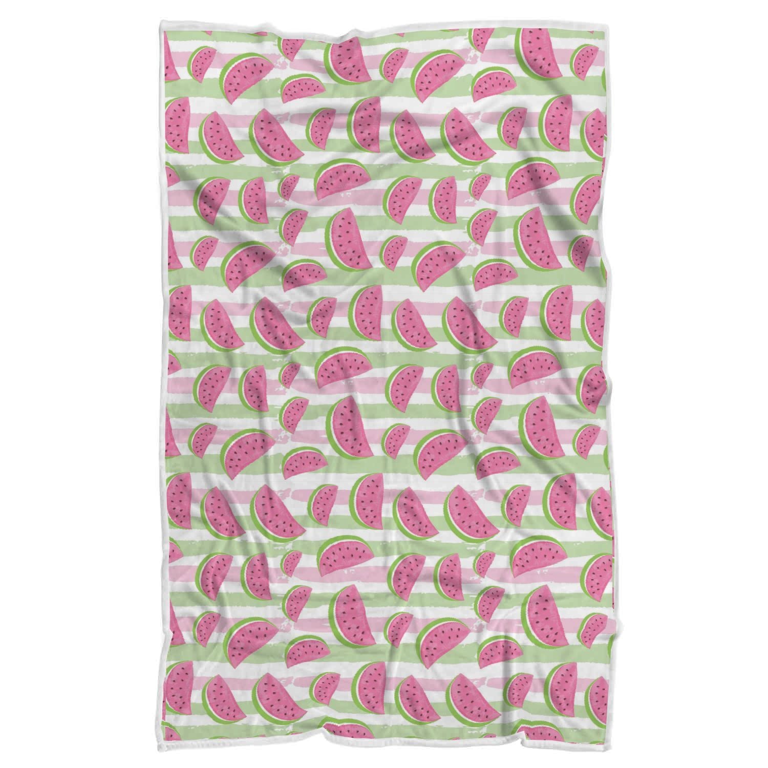Watermelon Piece Stripe Green Pink Pattern Print Throw Blanket-grizzshop