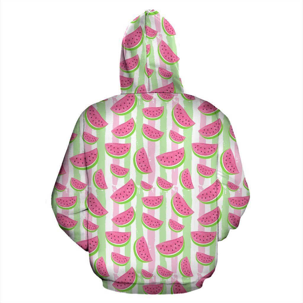 Watermelon Piece Stripe Green Pink Pattern Print Women Men Pullover Hoodie-grizzshop