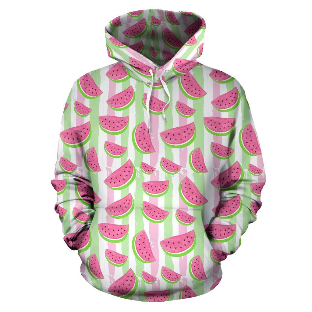 Watermelon Piece Stripe Green Pink Pattern Print Women Men Pullover Hoodie-grizzshop