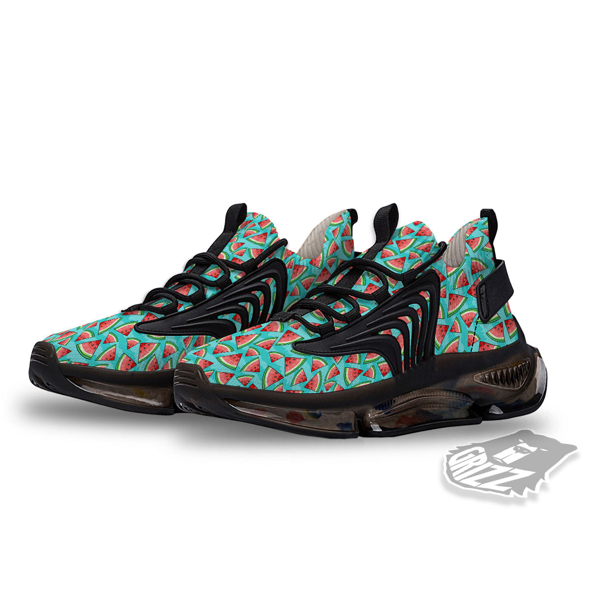 Watermelon Pieces Blue Print Pattern Black Gym Shoes-grizzshop