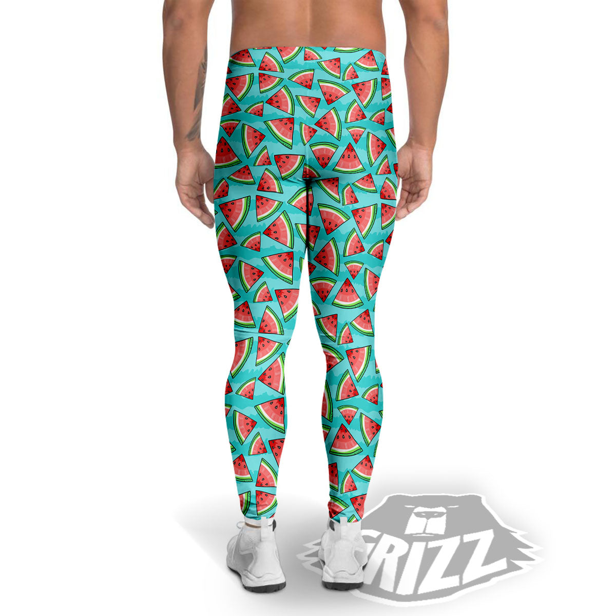 Watermelon Pieces Blue Print Pattern Men's Leggings-grizzshop