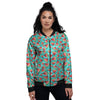 Watermelon Pieces Blue Print Pattern Women's Bomber Jacket-grizzshop