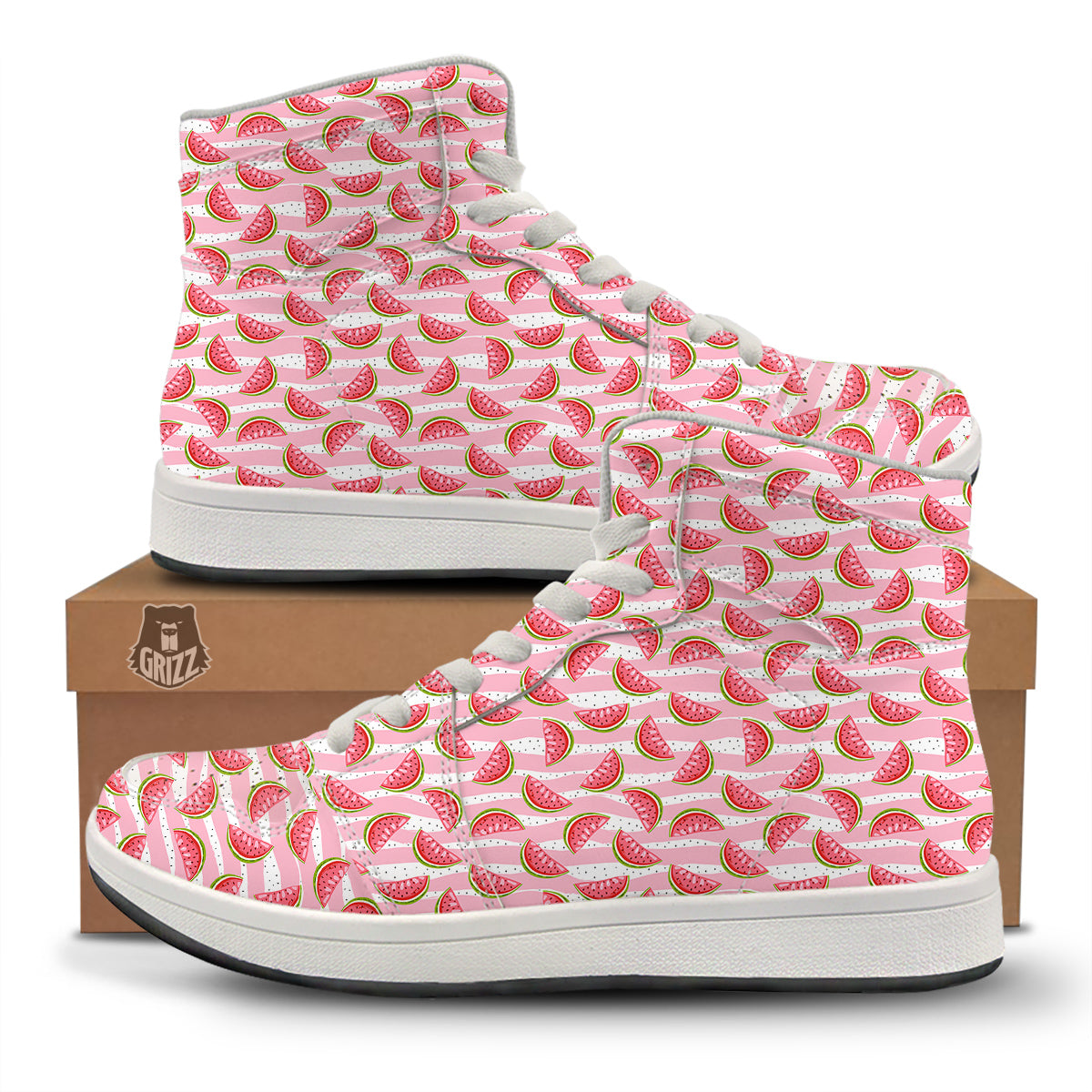 Watermelon Pieces Cute Print Pattern High Top Sneakers-grizzshop