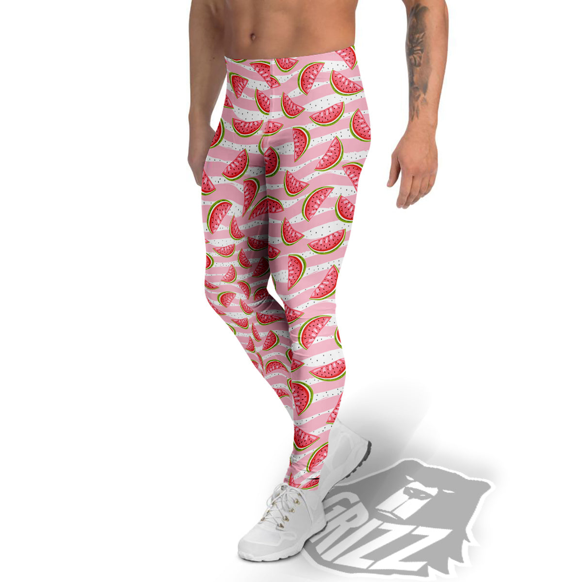 Watermelon Pieces Cute Print Pattern Men's Leggings-grizzshop