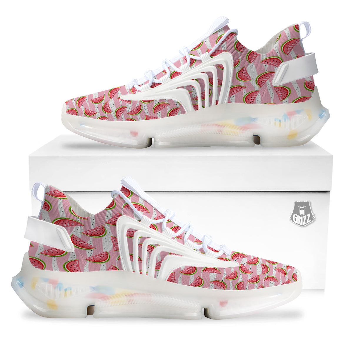 Watermelon Pieces Cute Print Pattern White Gym Shoes-grizzshop