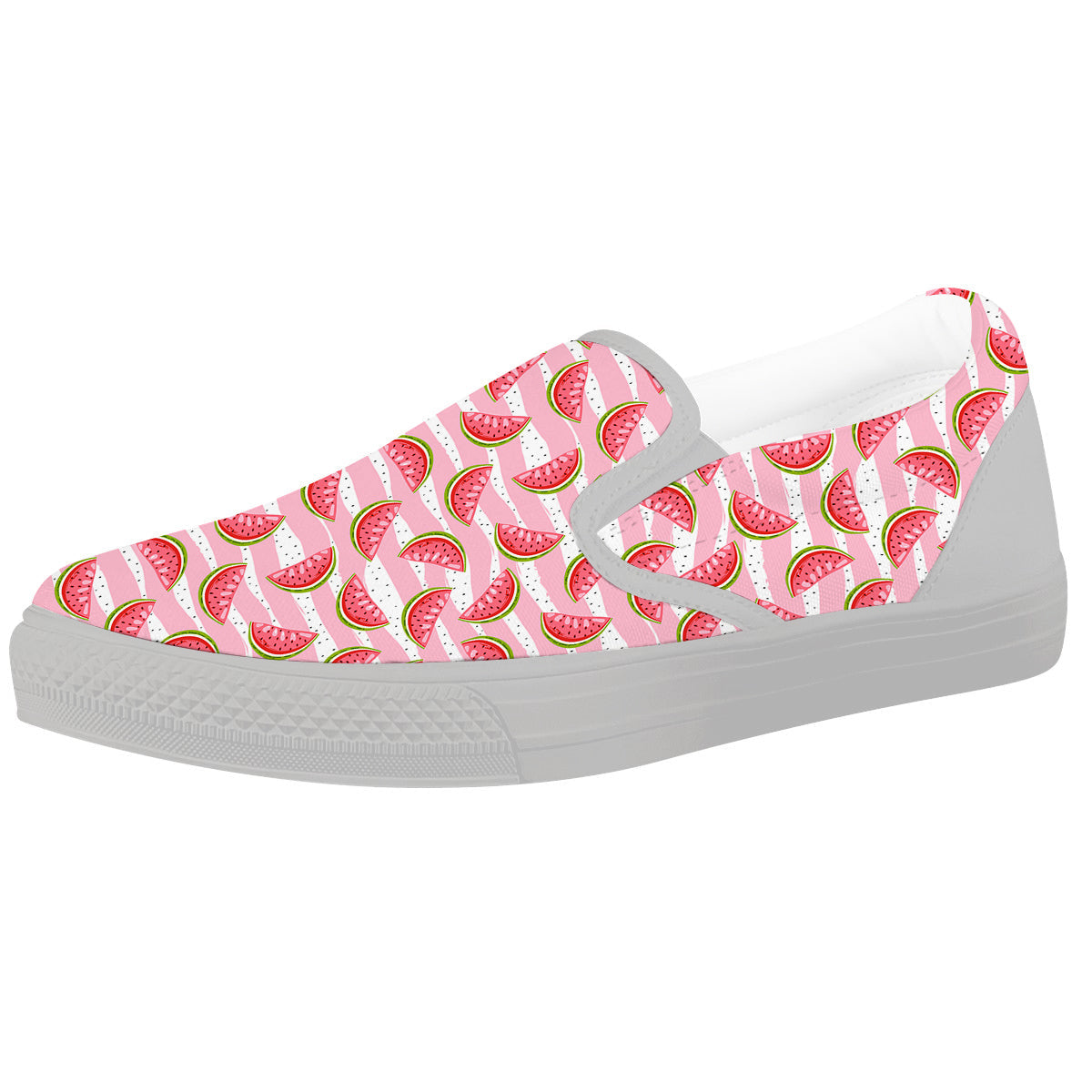 Watermelon Pieces Cute Print Pattern White Slip On Shoes-grizzshop