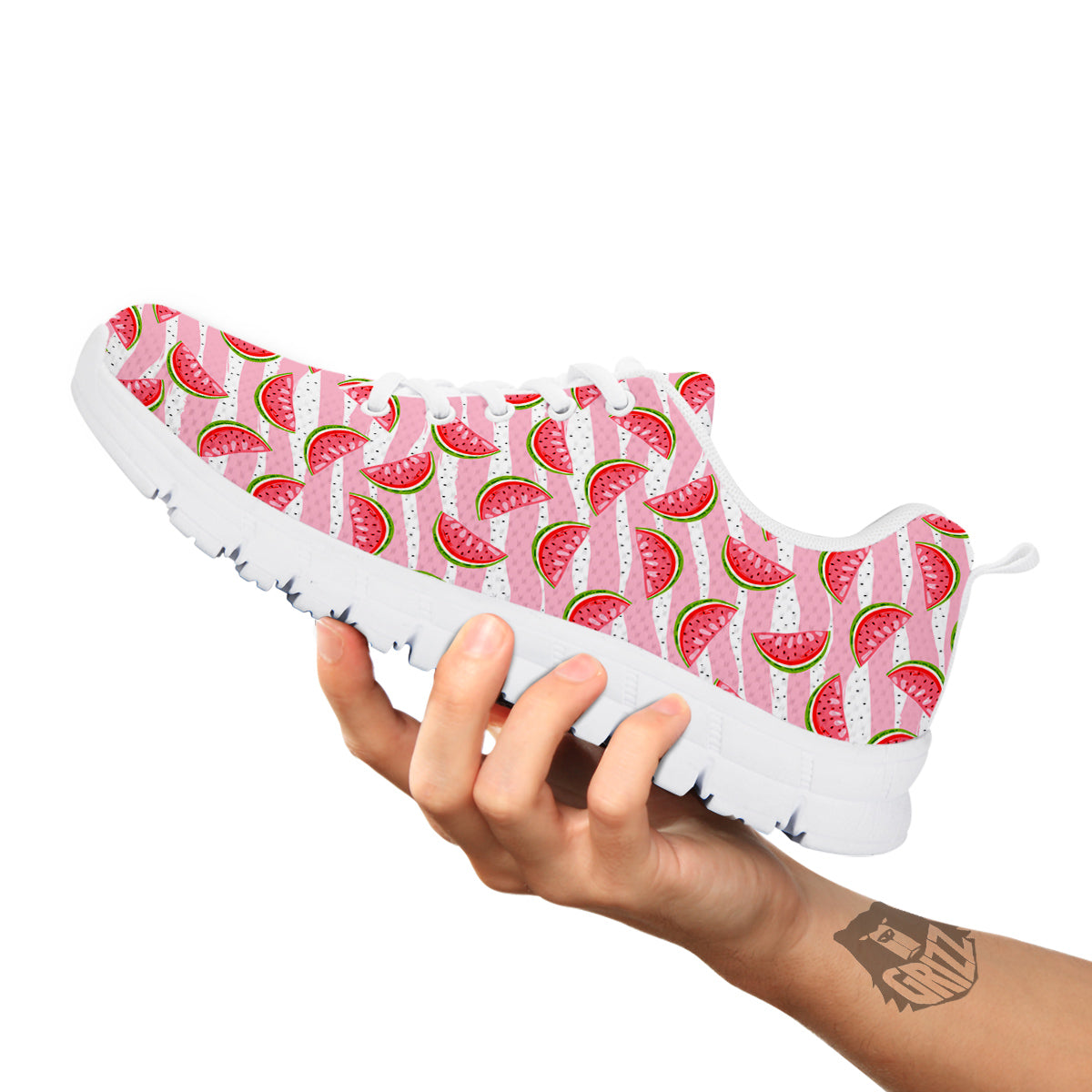Watermelon Pieces Cute Print Pattern White Sneaker-grizzshop