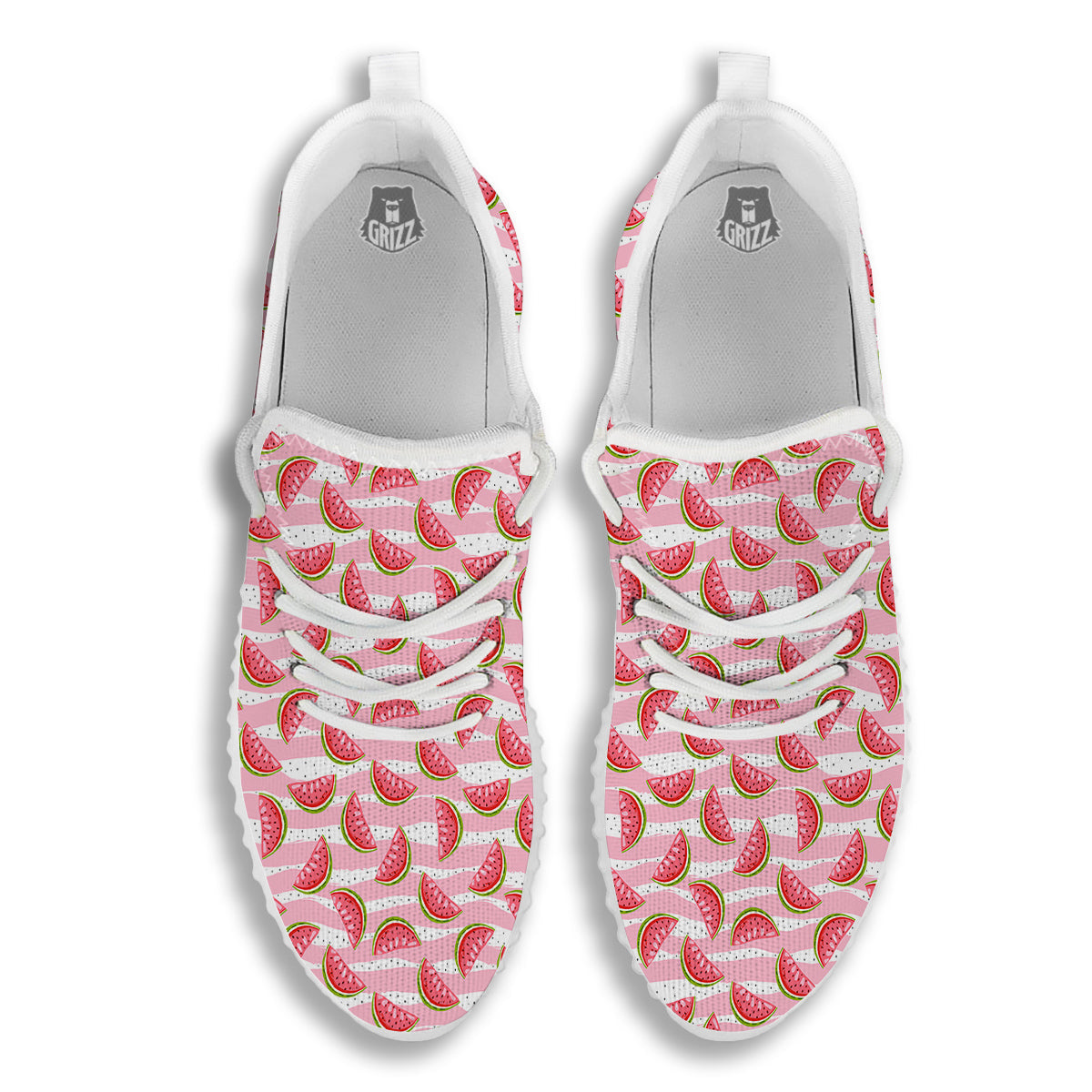 Watermelon Pieces Cute Print Pattern White Walking Shoes-grizzshop