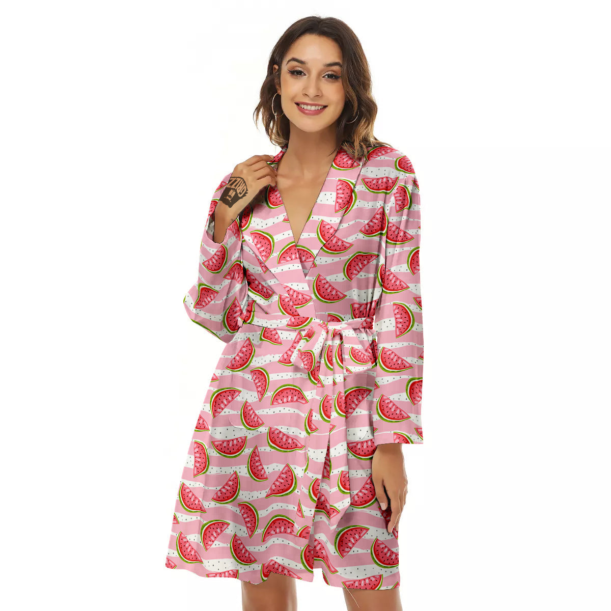 Watermelon Pieces Cute Print Pattern Women's Robe-grizzshop
