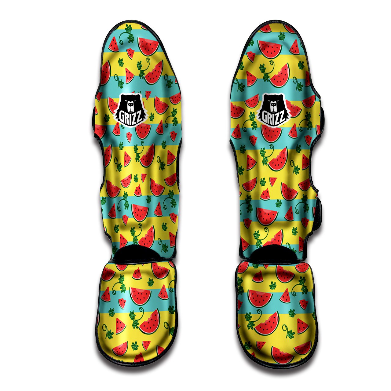 Watermelon Pieces Yellow Print Pattern Muay Thai Shin Guards-grizzshop